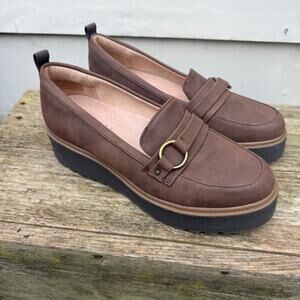 Naturalizer Soul Joyla Platform Lug Wedge Loafers Brown Synthetic Loafer 7.5M